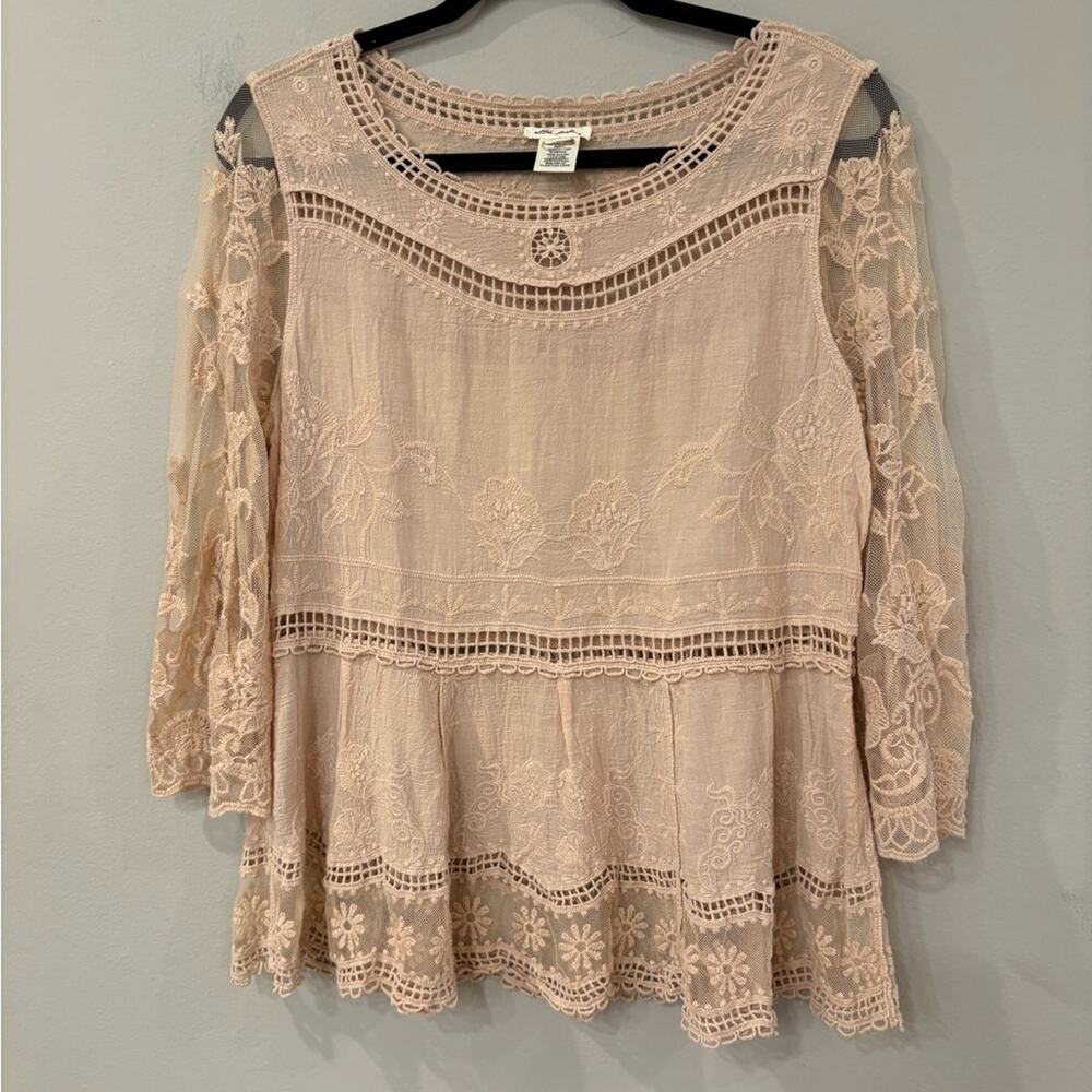 Boho Nude Color Medium Sheer Top by Ultra Pink New Without Tags